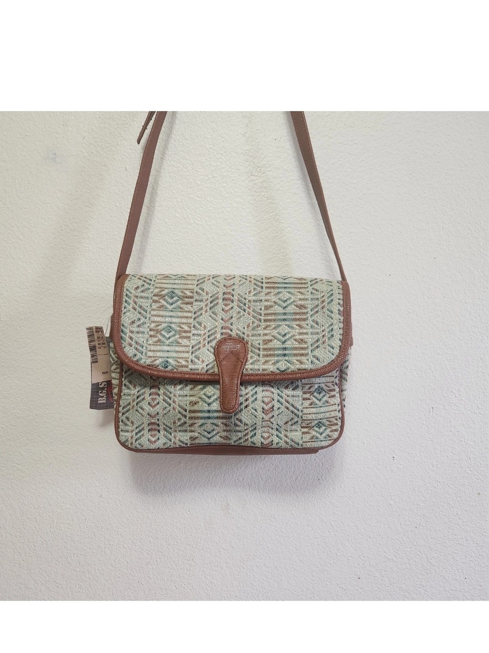 VTG 90s BG Street Aztec Tapestry Carpet Crossbody Bag 10x9x4 Bon Marche Hippie - Picture 2 of 16